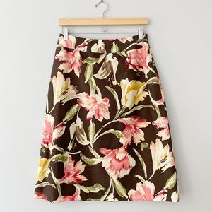 Talbots Silk Blend A-line Skirt Garden Floral Sz 8